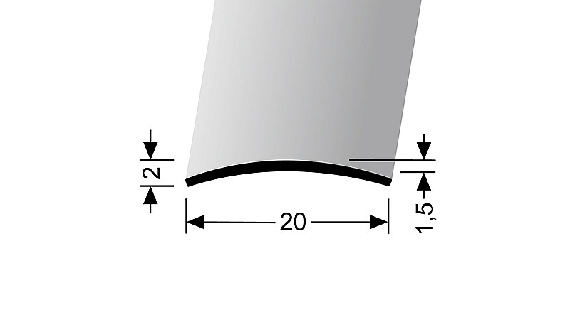 Přechodový profil 20 mm, oblý (nevrtaný) | Küberit 458 U