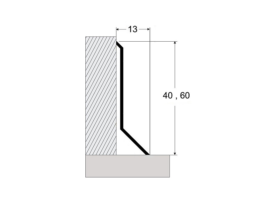 Soklový profil 40 / 60 mm (lepený)