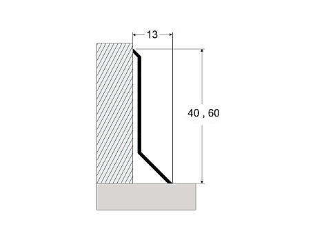 Soklový profil 40 / 60 mm (lepený)