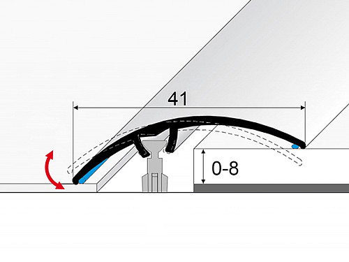 Přechodový profil 41 mm, oblý (samolepící narážecí) | nivelace 0 - 8 mm