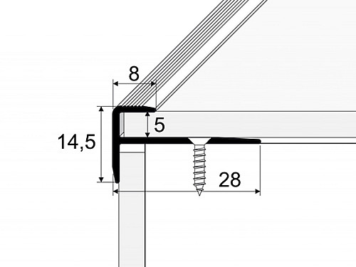 Schodový profil 8 mm pro krytiny do 5 mm (šroubovací)